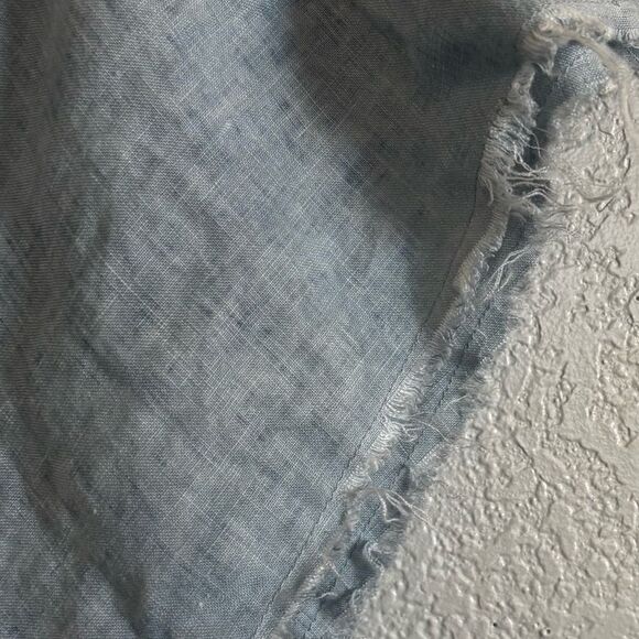 Zara Vela Linen Chambray Blue Raw Hem Swing Shift Sleeveless Dress, Medium - Picture 7 of 11